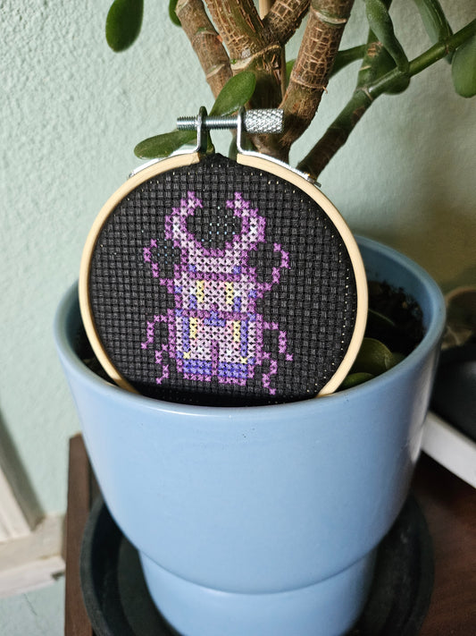 Pastel Beetle Mini Cross Stitch (3")