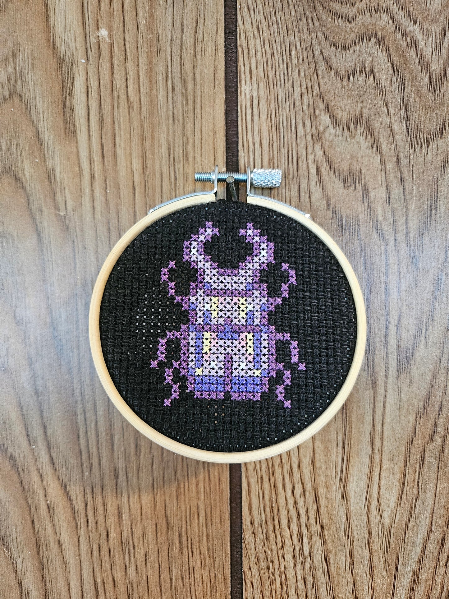 Pastel Beetle Mini Cross Stitch (3")