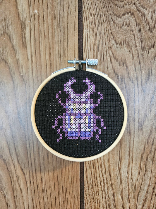 Pastel Beetle Mini Cross Stitch (3")