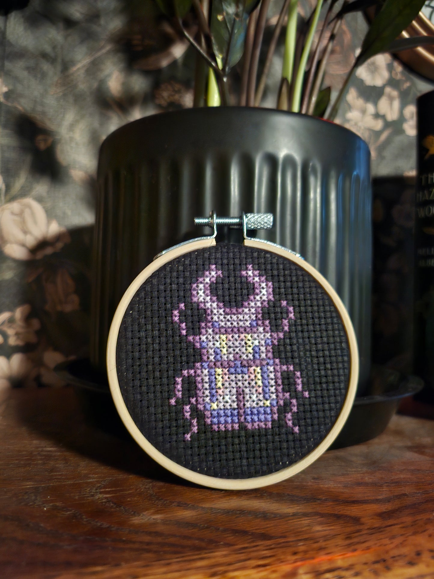 Pastel Beetle Mini Cross Stitch (3")